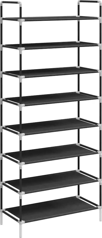 vidaXL Raft încălțăminte 8 rafturi, Metal și textil nețesut, Negru