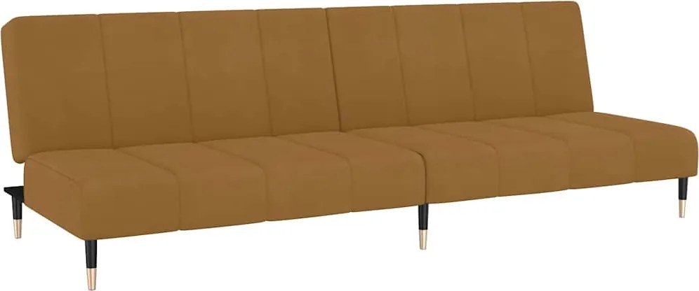 vidaXL Canapea extensibilă cu 2 locuri, maro, catifea