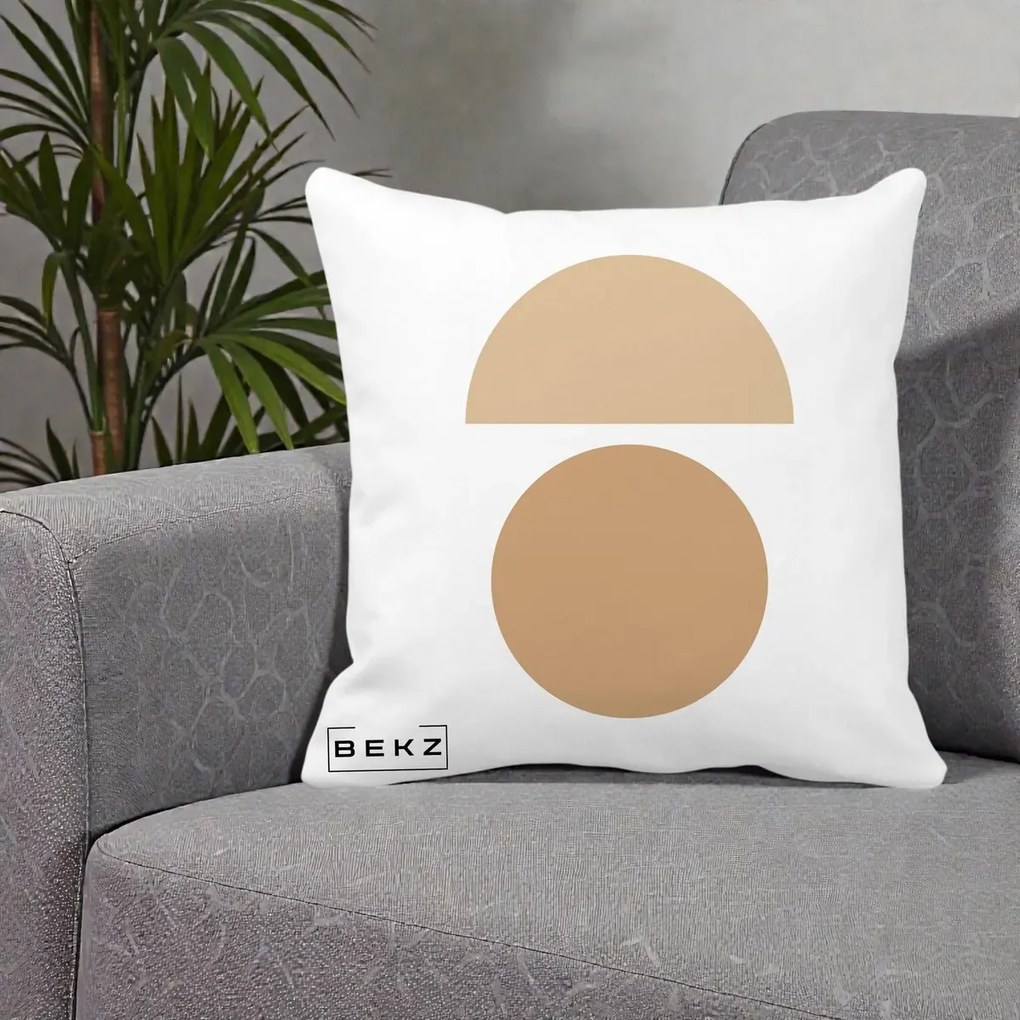 Perna Decorativa Geometric Minimalist Auriu, 40x40 cm, Alba Mata, Husa Detasabila, Perna Inclusa, BEKZ®