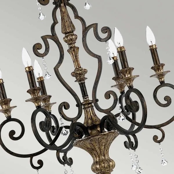 Quoizel QZ-MARQUETTE6-A - Candelabru suspendat pe lanț MARQUETTE 6xE14/60W/230V bronz