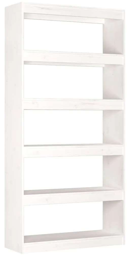 808199 vidaXL Bibliotecă/Separator cameră, alb, 80x30x167,4 cm lemn masiv pin