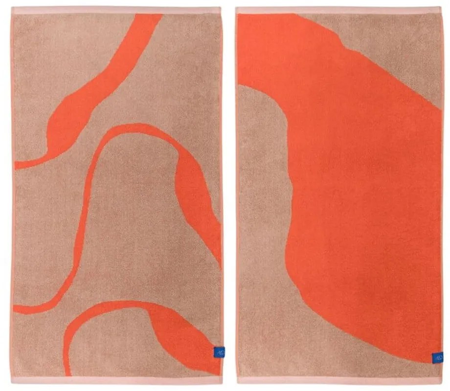 Prosoape portocalii/maro deschis 2 buc. din bumbac organic 50x90 cm Nova Arte – Mette Ditmer Denmark