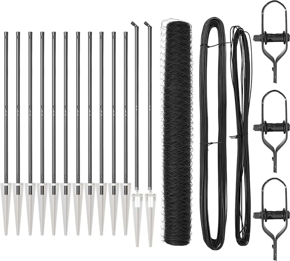 vidaXL Stâlp de gard. Gri 25 x 1,4 m (plasă de 50 mm) Oțel și PVC