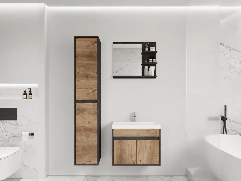 Mobilier baie Garmana (matera + breslau castan) (cu baterie Economico BYU 020M și sifon). 1103936