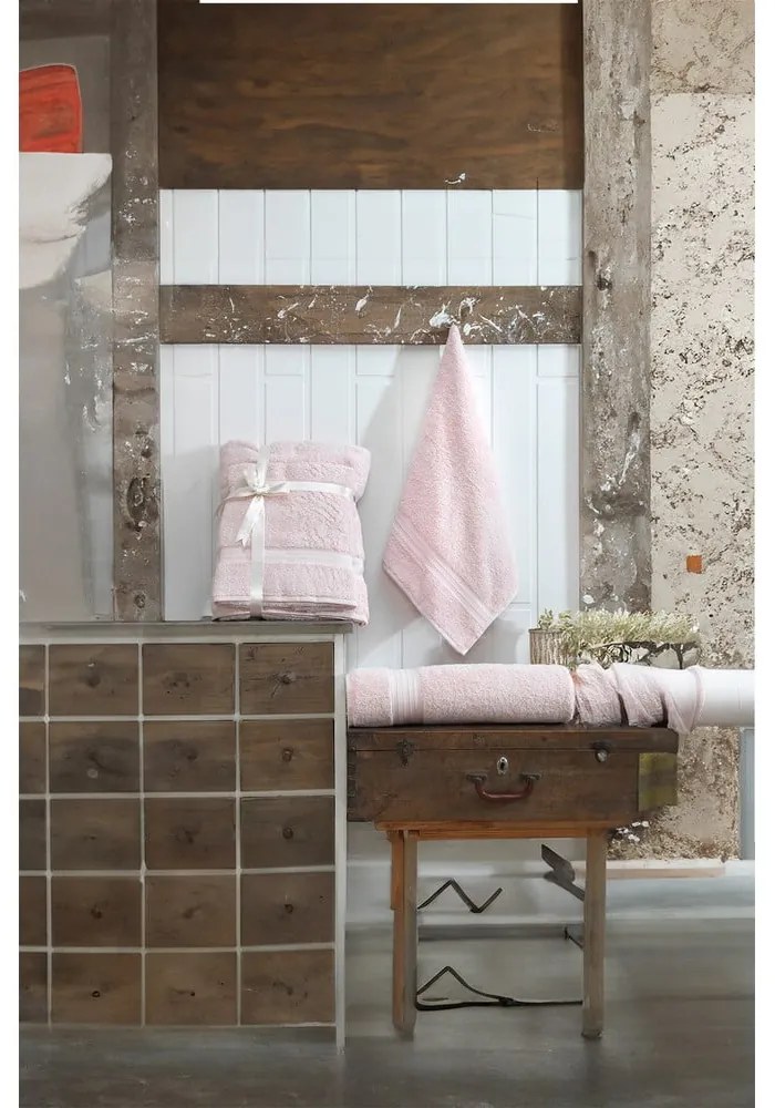 Prosoape de baie roz-deschis 2 buc. din bumbac din frotir – Foutastic