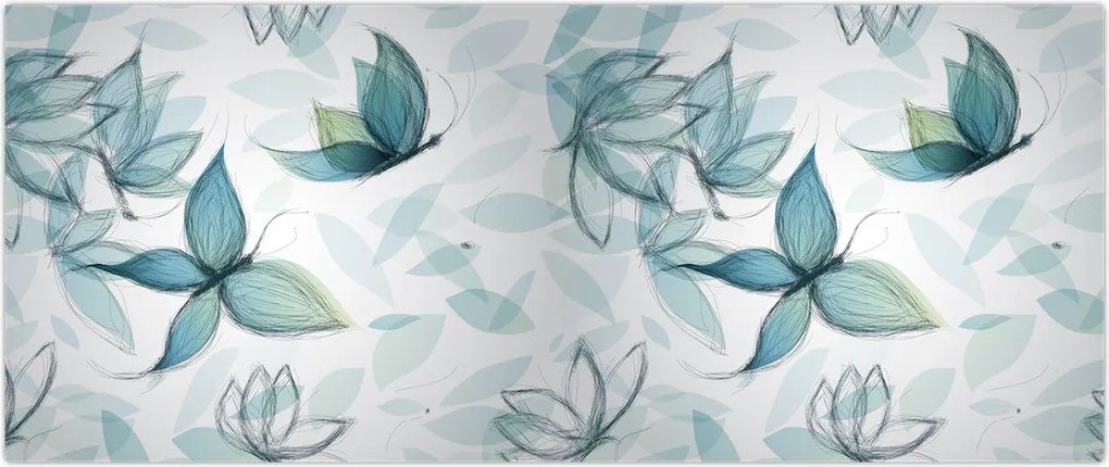 Tablou - Fluturași albaștri (120x50 cm)