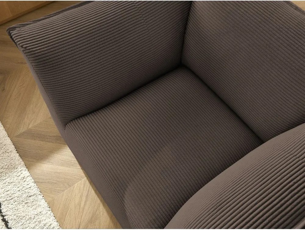 Fotoliu maro cu tapițerie din catifea reiată Giorgia – Bobochic Paris