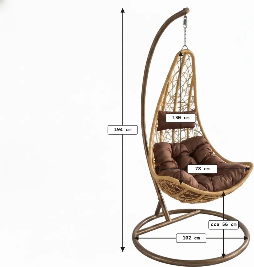 Scaun suspendat galben AMAZONIA cu suport