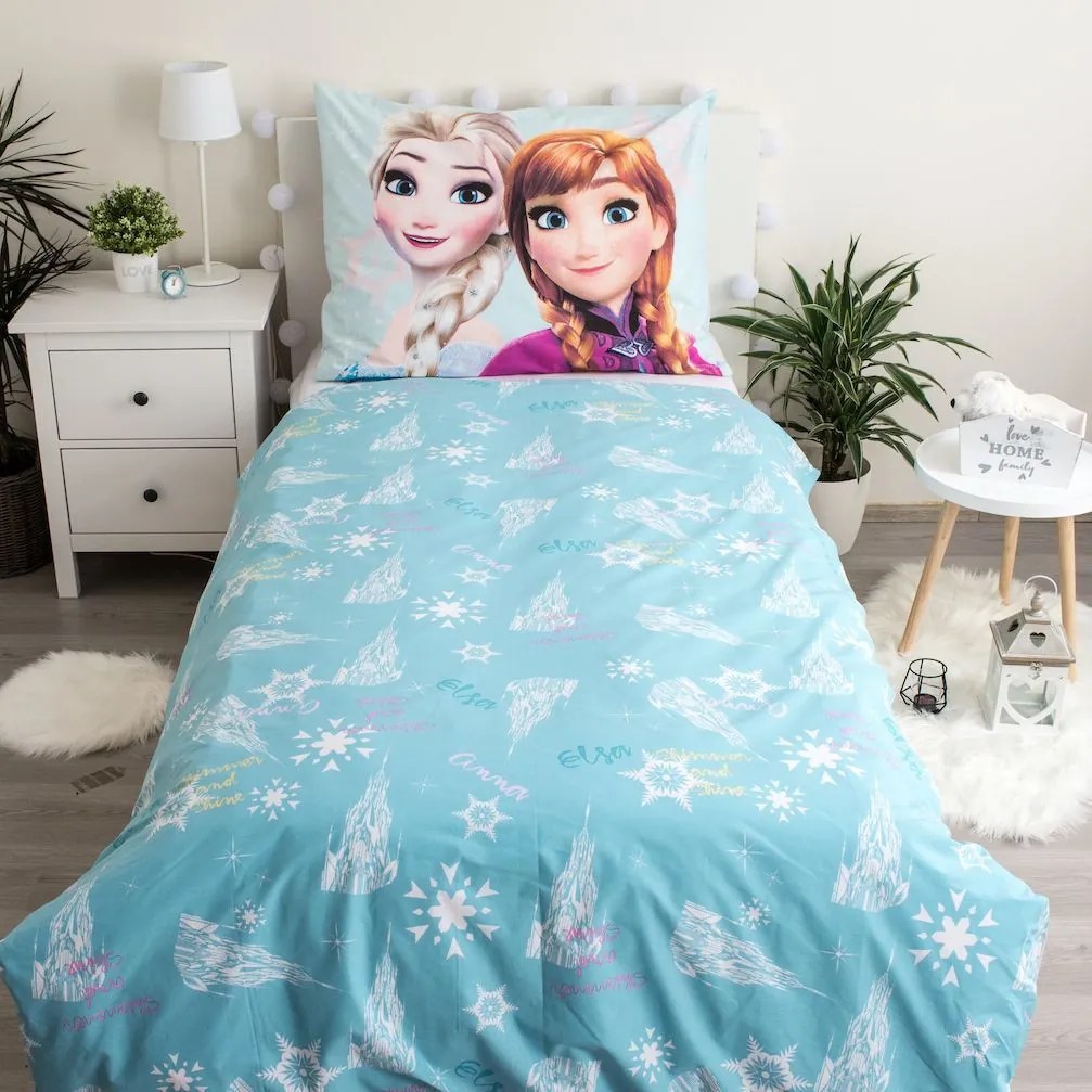 Disney Regatul de gheață Light Blue set de lenjerie de pat 140×200cm, 70×90 cm