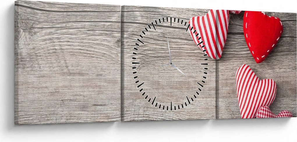 Tablou - Inimioare (cu ceas) (90x30 cm)