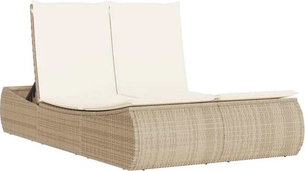 vidaXL Șezlong dublu cu perne, bej, poliratan