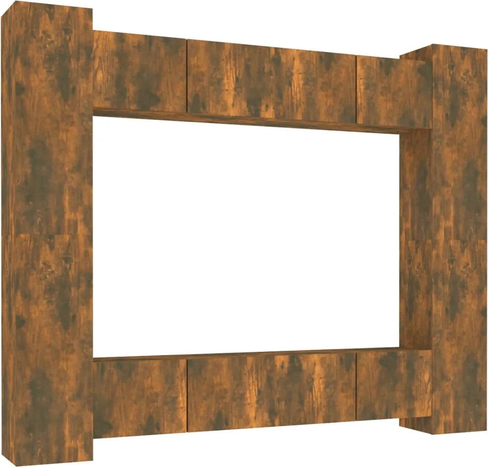 vidaXL Set dulap TV, 8 piese, stejar fumuriu, lemn prelucrat