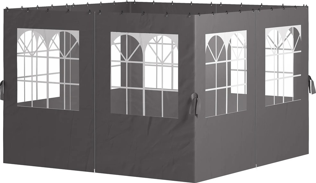 Outsunny Panouri laterale pentru pergolă, 4 panouri laterale pentru pavilion de grădină, cu fermoare, 3 x 4 m pergolă, Gri închis | Aosom Romania