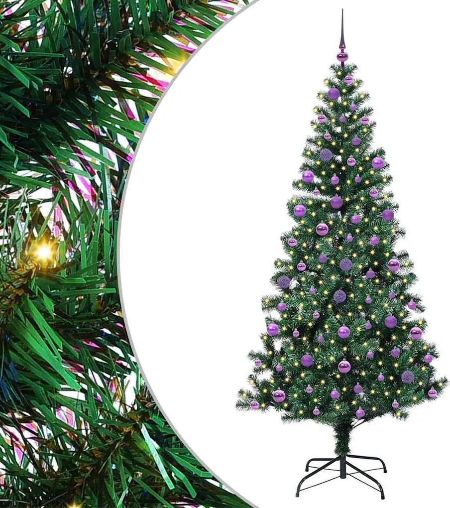 vidaXL Pom de Crăciun artificial pre-iluminat cu 300 LED Verde 210 cm