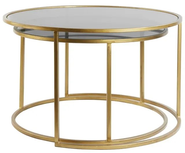 Măsuțe de cafea rotunde din sticlă în set de 2 buc. în auriu ø 75 cm Duarte - Light &amp; Living