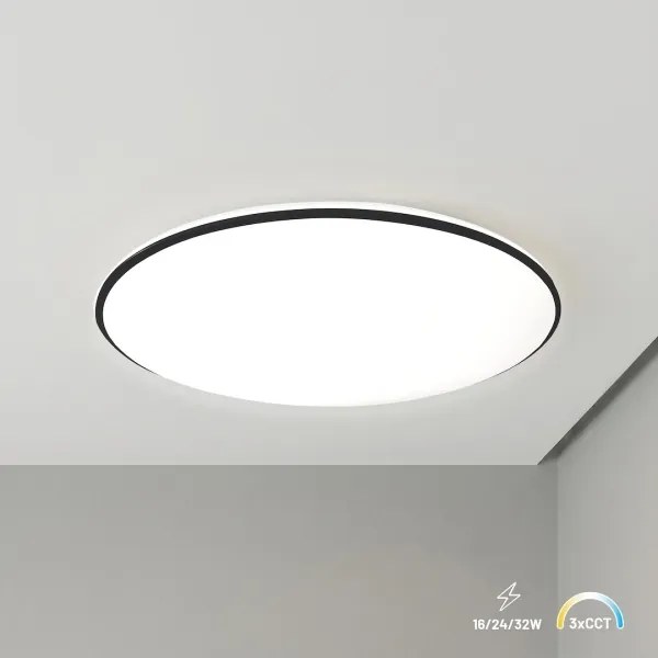 Plafonieră LED HUGO, 16/24/32 W, 230 V, 3000/4000/6500 K, Ø 37 cm, IP54, negru