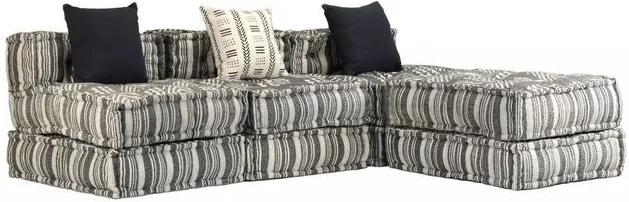 Canapea modulară cu 3 locuri, Textil cu dungi