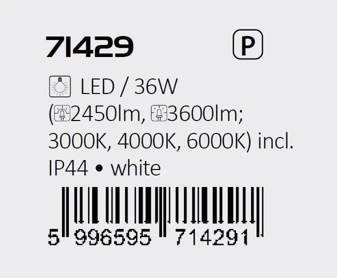 Plafoniera pentru baie, Protectie IP44 Alenzo D-42cm alba