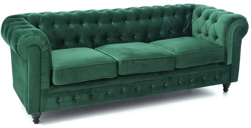Canapea Green Velvet 3 locuri 215cm x 90 cm x 78 cm