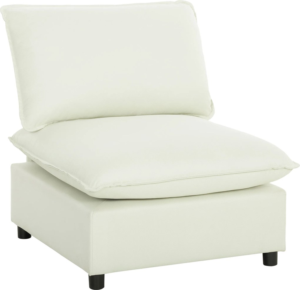 HOMCOM Fotoliu de salon, canapea 1 loc modernă fără brațe cu șezut lat, perne groase, 146x85x78cm, crem | Aosom Romania