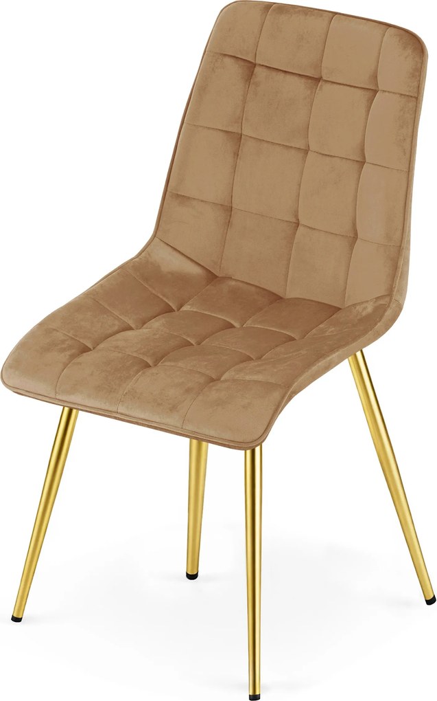 OFERTA Scaun de dining SPLIT VELVET cu picioare aurii, maro clasa a II-a
