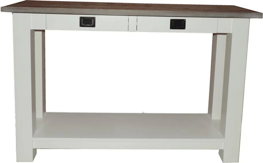 Masă lemn masiv alb perete /Maro, 120 × 35 × 78 cm