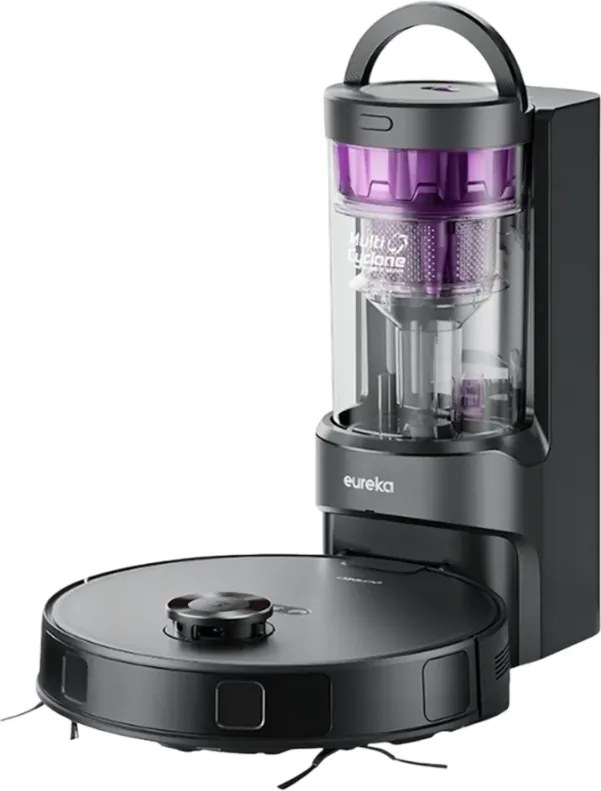 Aspirator robot Eureka E20 Plus, 8000 Pa, 2 l, 300 m², Pana la 180 min, Navigare 3D DuoDetect AI, Filtrare în 5 etape, Negru