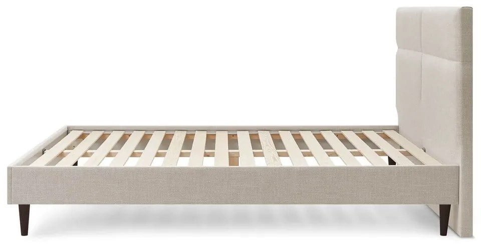 Pat matrimonial 180x200 cm bej tapițat cu somieră Elyna – Bobochic Paris