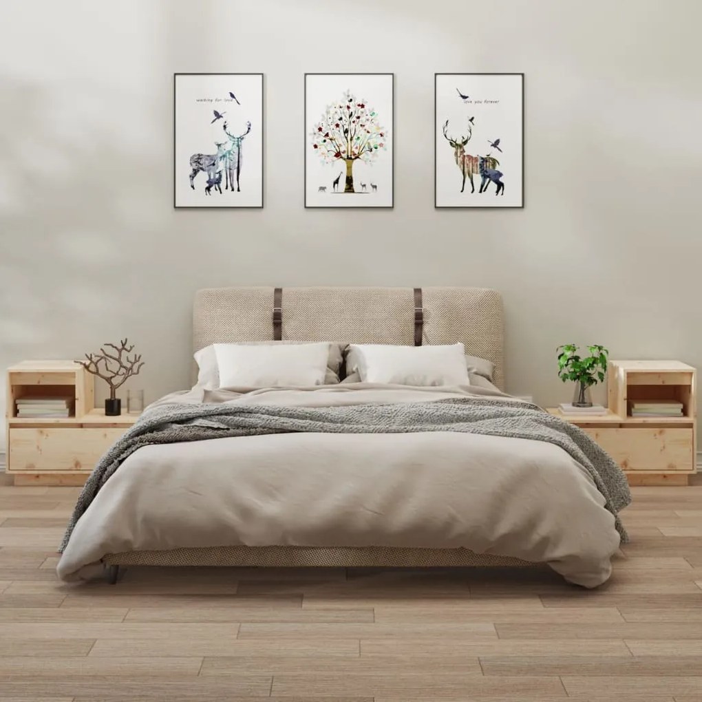 814375 vidaXL Noptiere, 2 buc., 60x34x51 cm, lemn masiv de pin
