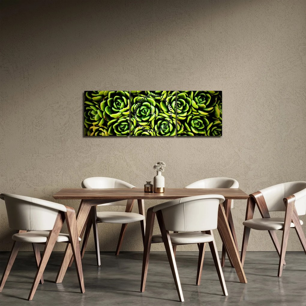 Tablou cu flori de piatră (cu ceas) (90x30 cm)