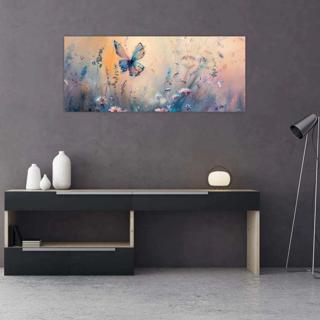 Tablou - Pajiște cu Fluture II (120x50 cm)