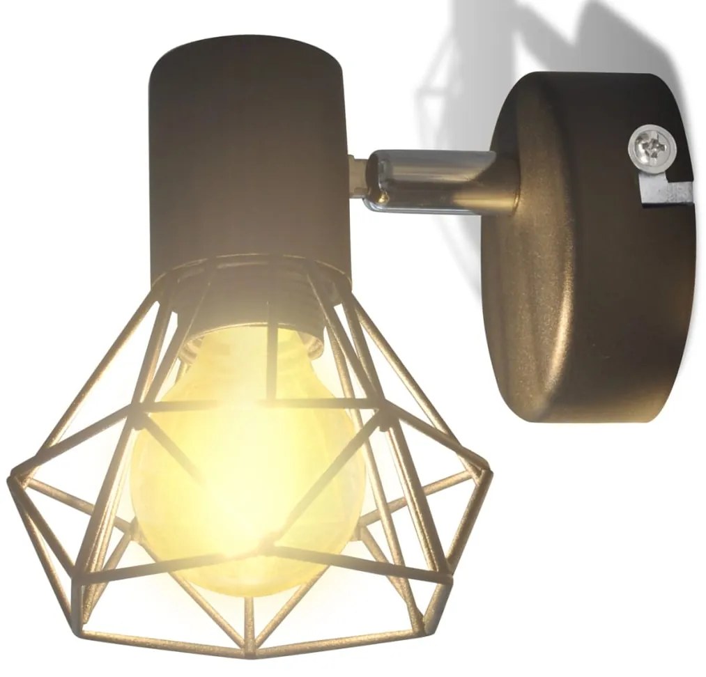 Aplice perete cadru sarma, stil industrial, negru, bec cu filament LED