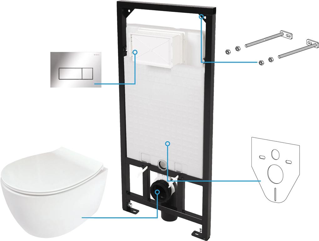 Deante Silia set cadru și vas wc, capac+ buton de spălare CDLS6ZPW