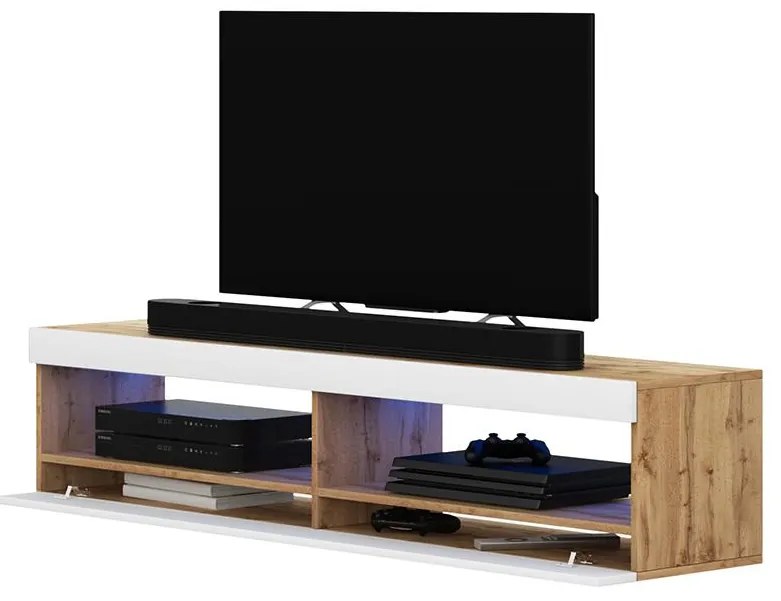 Dulap TV Violett 100 (cu iluminat) (stejar lancaster + alb). 1098639