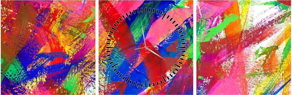 Tablou - Abstract colorat (cu ceas) (90x30 cm)