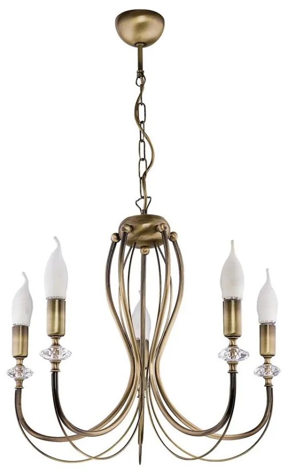 Jupiter 1611 - Lustră pe lanț MELODY 5xE14/40W/230V alamă patină