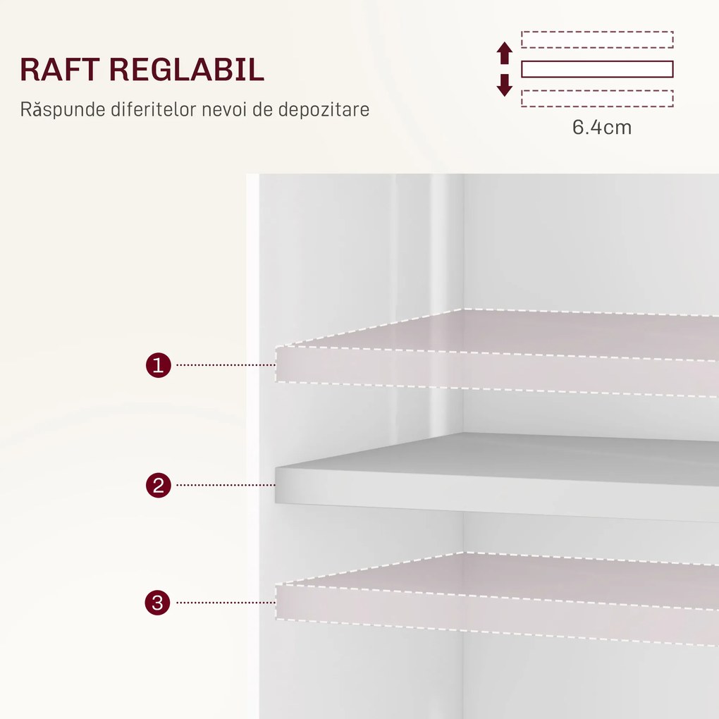 HOMCOM Masă pliabilă cu 2 frunze picătură și spațiu de depozitare, 3 rafturi, pentru 6 persoane, extensibilă, 130x80x76.5 cm | Aosom Romania