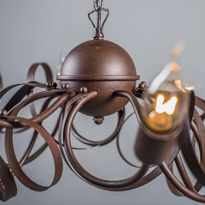 Candelabru rustic maro cu 10 lumini - Ricciolo
