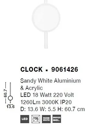 Aplica LED design modern minimalist CLOCK alba