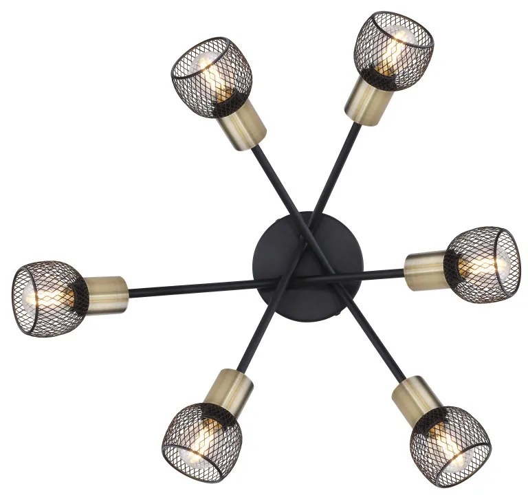 Lustra aplicata stil modern cu 6 spoturi Fiastra negru