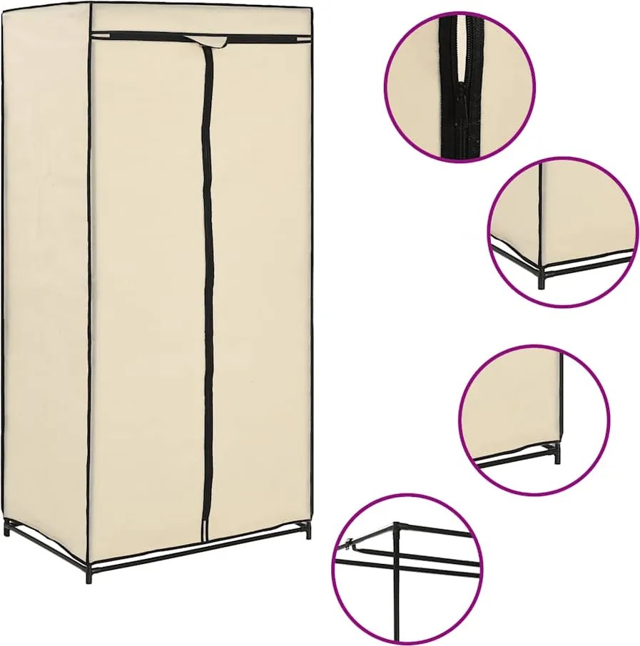 vidaXL Șifonier, crem, 75 x 50 x 160 cm