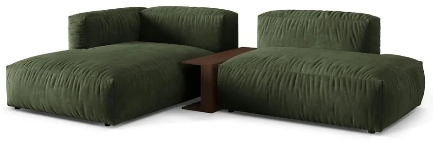 Colțar modular verde cu tapițerie din catifea (cu colț pe partea stângă/cu șezlong) Martina – Micadoni