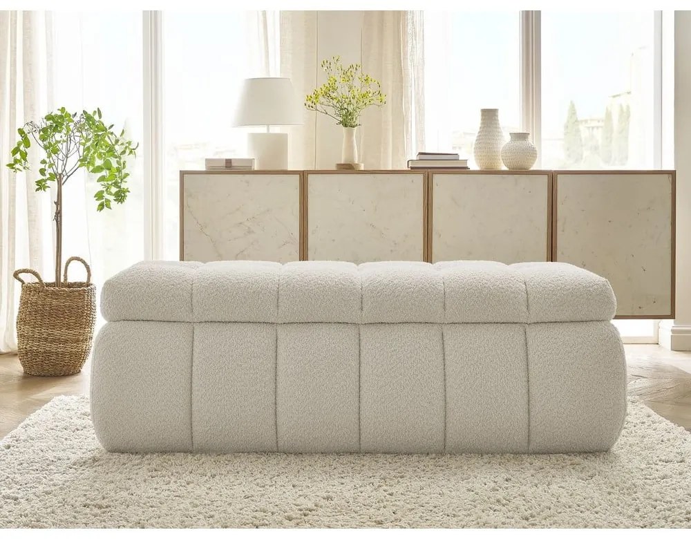 Bancă bej cu tapițerie din țesătură bouclé Mont Blanc – Bobochic Paris