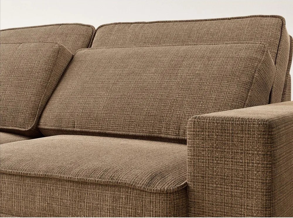 Colțar maro deschis cu tapițerie din chenille (cu colț pe partea stângă/în formă de ”L”) Kirou – Maison de Rêve