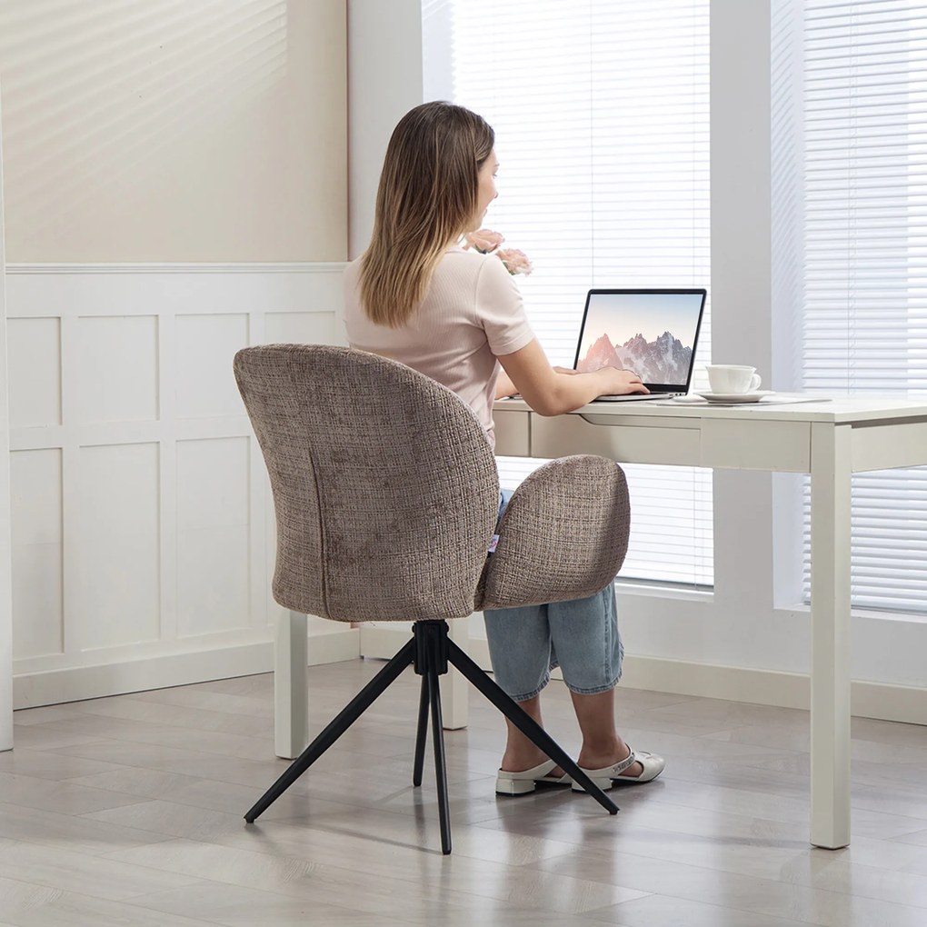 HOMCOM Scaun birou ergonomic, fotoliu birou cu șezut pivotant cu revenire automată, 60 x 66 x 86,5 cm, maro deschis | Aosom Romania