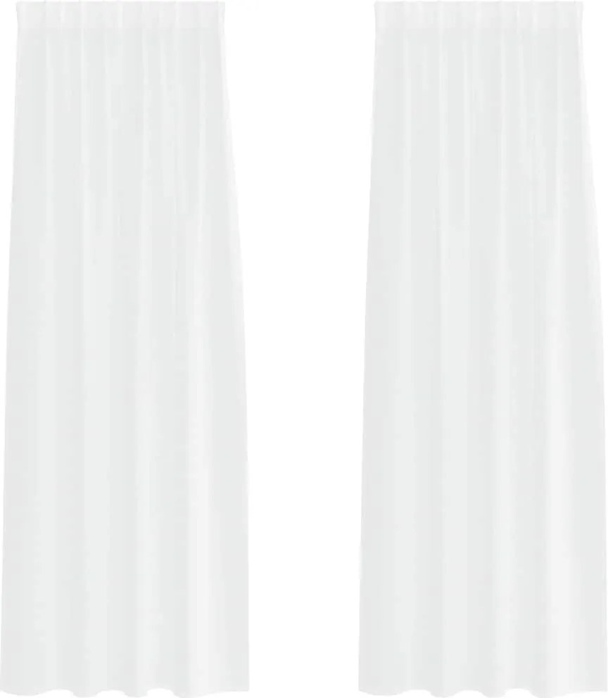 vidaXL Cortină din Voile cu perdele 2 pcs Alb 260 x 140 cm Poliester