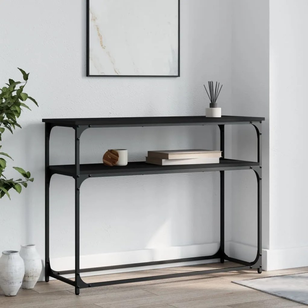 834065 vidaXL Măsuță consolă, negru, 100x35,5x75 cm, lemn compozit
