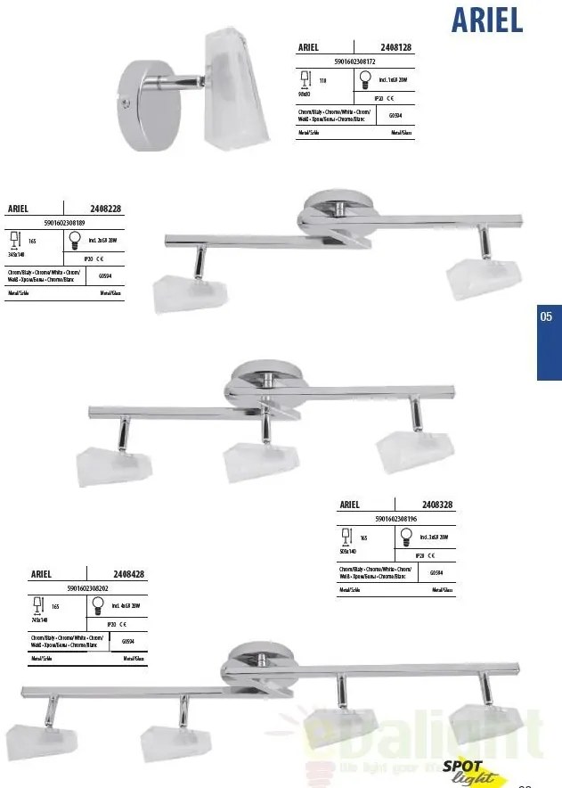 Lustra moderna cu 2 spoturi Ariel 2408228 Spot Light