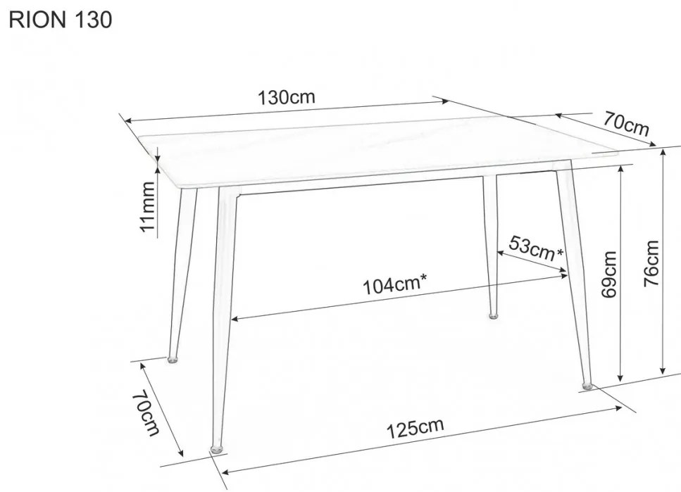 Masa Rion alb/negru L130xl70 cm