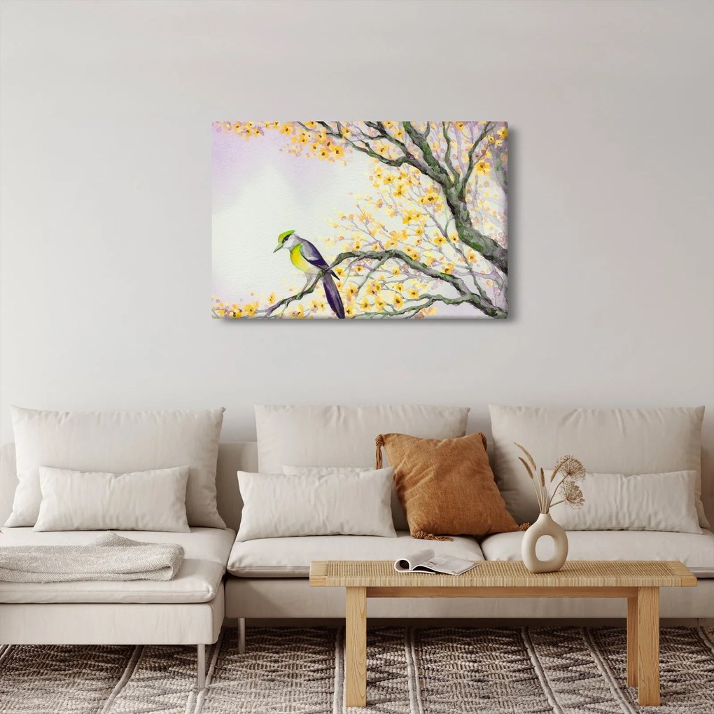 Tablou - Pasăre în copac,acuarelă (90x60 cm)